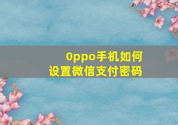 0ppo手机如何设置微信支付密码