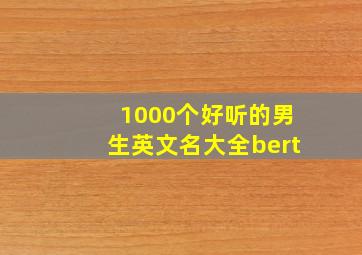 1000个好听的男生英文名大全bert