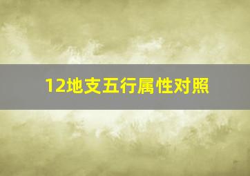 12地支五行属性对照