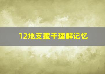 12地支藏干理解记忆