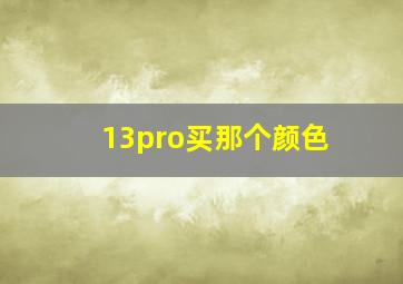 13pro买那个颜色