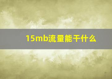 15mb流量能干什么