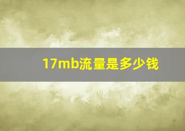 17mb流量是多少钱