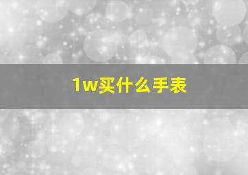 1w买什么手表