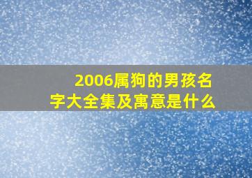 2006属狗的男孩名字大全集及寓意是什么