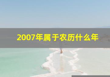 2007年属于农历什么年