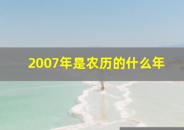 2007年是农历的什么年