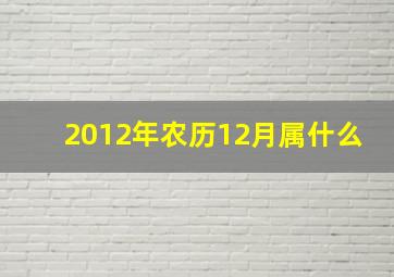 2012年农历12月属什么