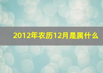 2012年农历12月是属什么