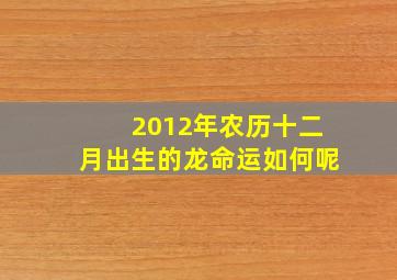 2012年农历十二月出生的龙命运如何呢