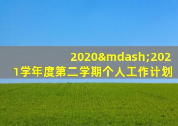 2020—2021学年度第二学期个人工作计划