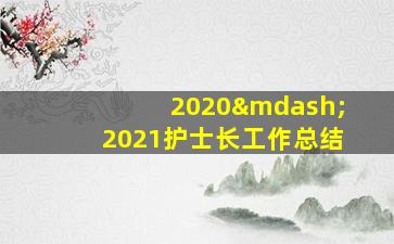 2020—2021护士长工作总结