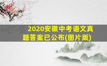 2020安徽中考语文真题答案已公布(图片版)