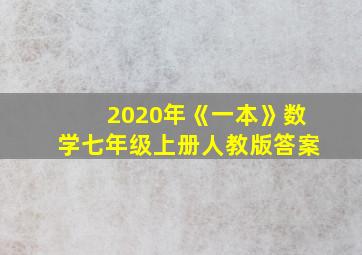 2020年《一本》数学七年级上册人教版答案