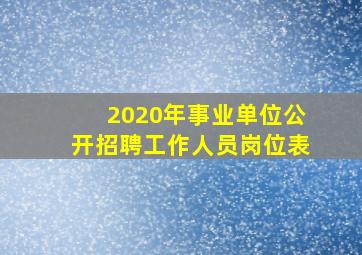 2020年事业单位公开招聘工作人员岗位表