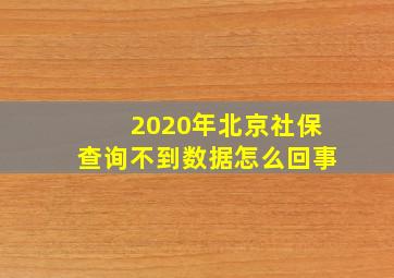 2020年北京社保查询不到数据怎么回事