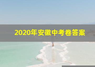 2020年安徽中考卷答案