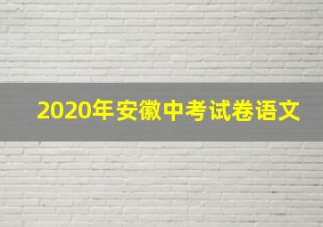 2020年安徽中考试卷语文