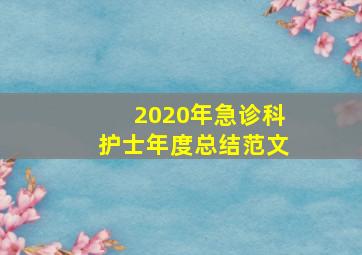 2020年急诊科护士年度总结范文