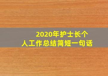 2020年护士长个人工作总结简短一句话