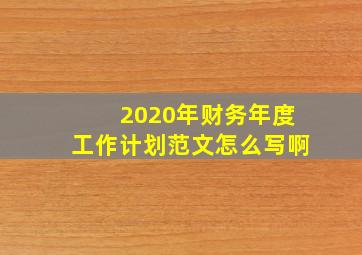 2020年财务年度工作计划范文怎么写啊