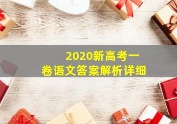 2020新高考一卷语文答案解析详细