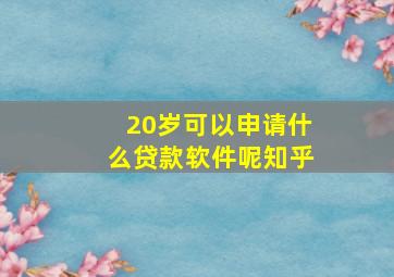 20岁可以申请什么贷款软件呢知乎