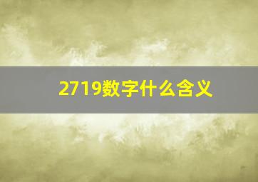 2719数字什么含义