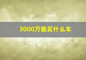 3000万能买什么车