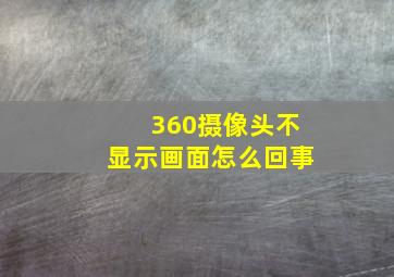 360摄像头不显示画面怎么回事