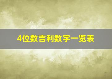 4位数吉利数字一览表