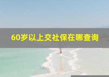 60岁以上交社保在哪查询