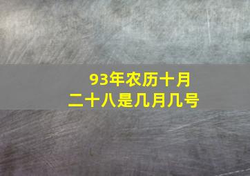 93年农历十月二十八是几月几号