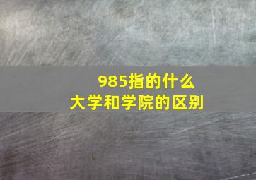 985指的什么大学和学院的区别