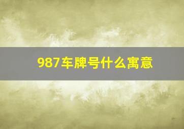 987车牌号什么寓意