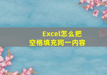 Excel怎么把空格填充同一内容