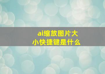 ai缩放图片大小快捷键是什么