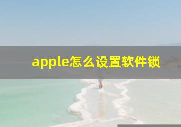 apple怎么设置软件锁