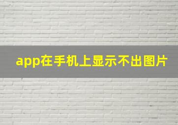 app在手机上显示不出图片