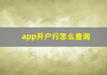 app开户行怎么查询