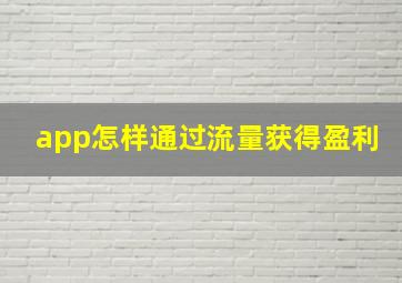 app怎样通过流量获得盈利