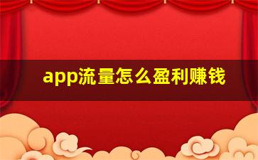 app流量怎么盈利赚钱