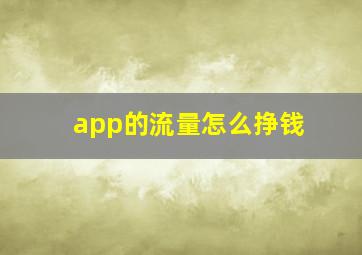 app的流量怎么挣钱