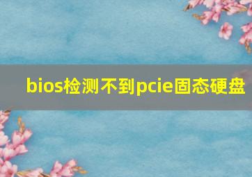 bios检测不到pcie固态硬盘