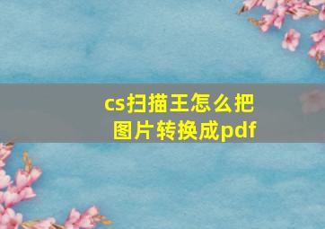 cs扫描王怎么把图片转换成pdf