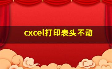 cxcel打印表头不动