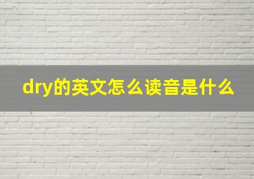 dry的英文怎么读音是什么