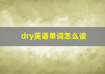 dry英语单词怎么读