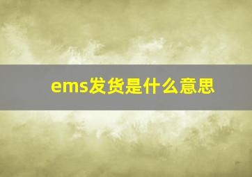 ems发货是什么意思