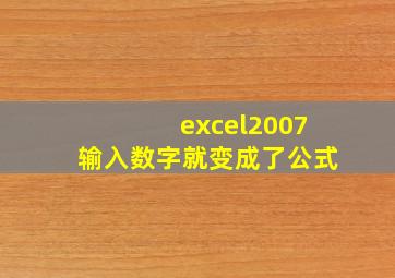 excel2007输入数字就变成了公式